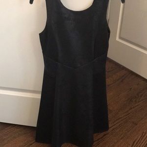 Black leather flowy cocktail dress for juniors.